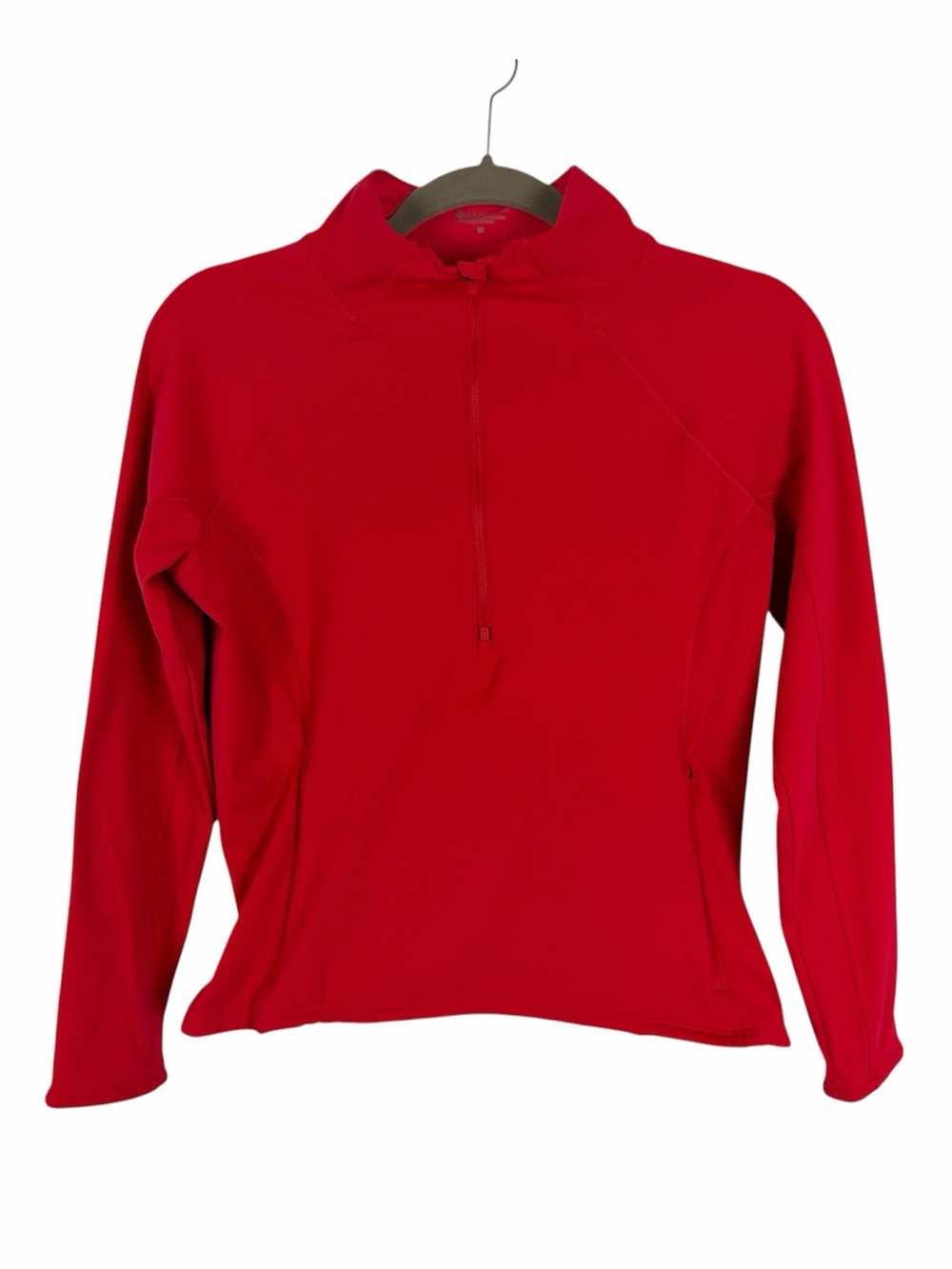 Athleta Red Cropped Half Zip Performance Pullover Size M Hemmed